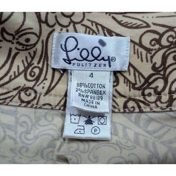 Lilly Pulitzer Wrap Skirt Tan Corduroy The In Crowd Animal Print Misses Size 4 - Picture 6 of 7